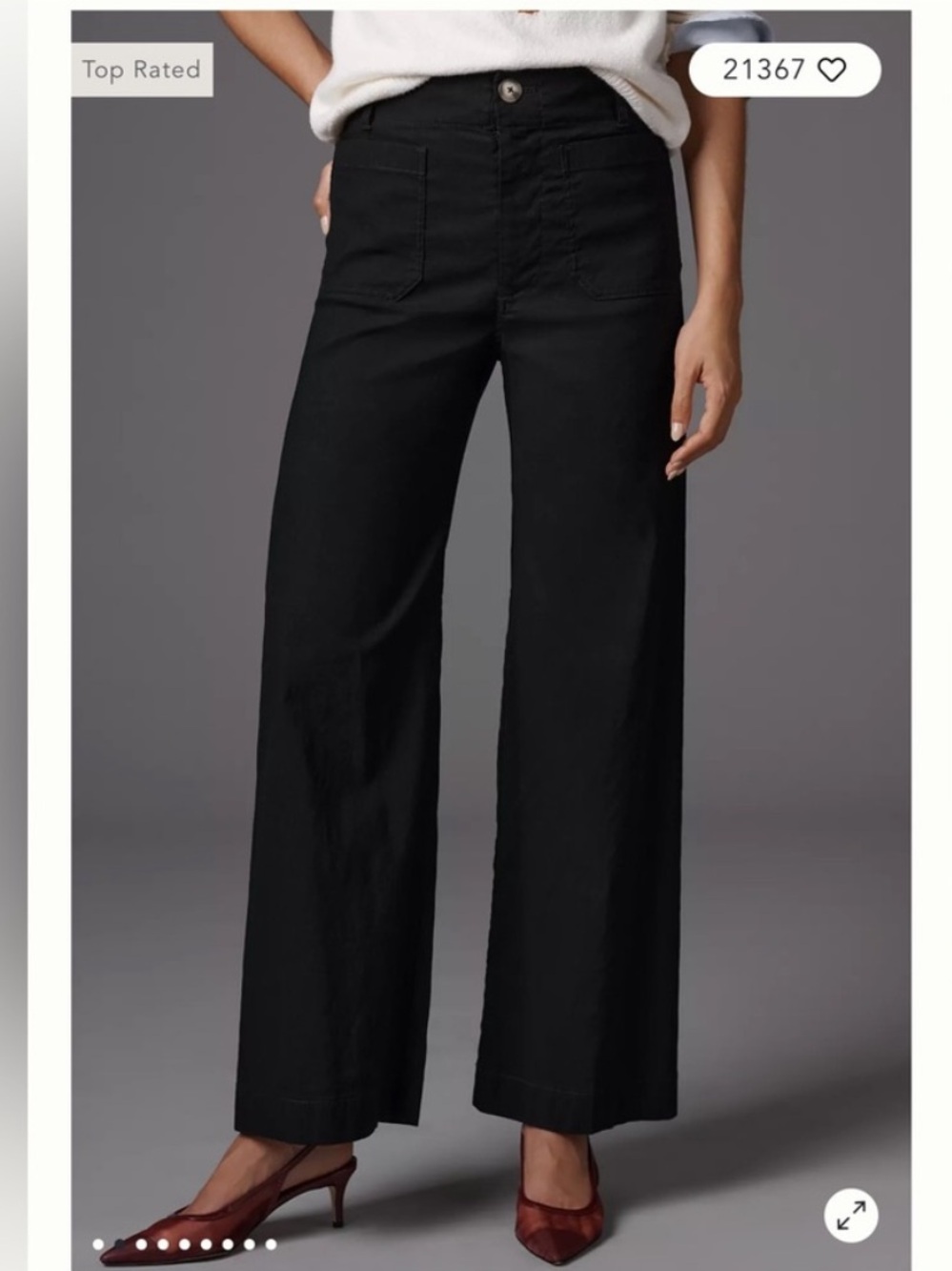 Anthropologie Maeve Black Linen High Waist Wide-Leg Pants
